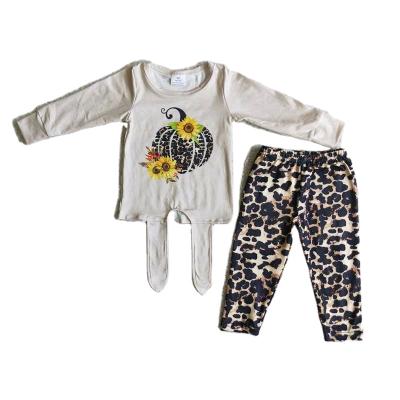 China Halloween Pumpkin Sweet Sunflower Long Sleeve Leopard Leggings RTS High Quality NO MOQ Boys Kids Clothes Children's Clothing for sale