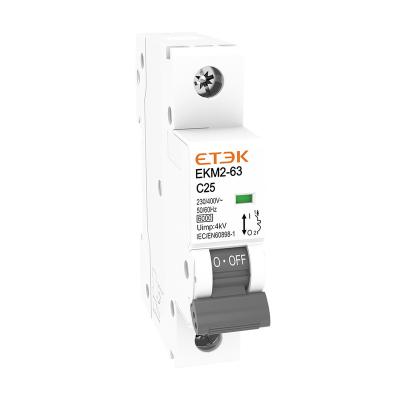 China ETEK EKM2-63 MCB 240V Low Voltage Circuit Breaker 63A 6KA Plastic Miniature Circuit Switch for sale