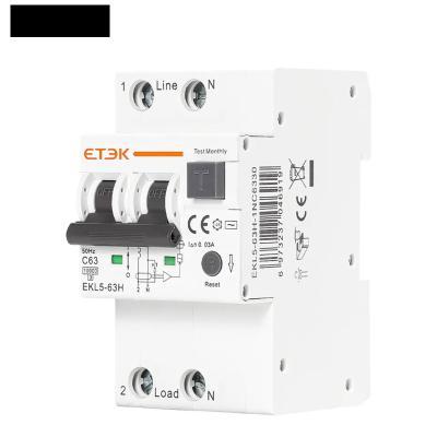 China ETEK protection mini electrical connector EKL5-2P din rail curicuit breaker price chap over current leakage protection mcb for sale