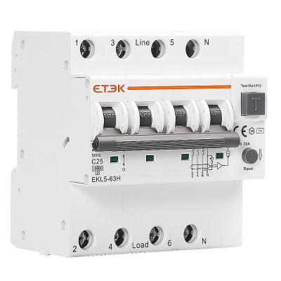 China ETEK connector EKL5-63 (H) overcurrent and short circuit mcb 3P+N miniature circuit breaker 10ka for sale