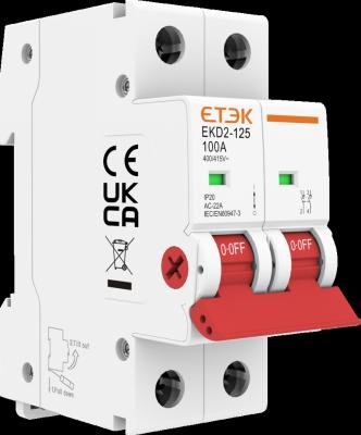 China ETEK Isolation Switch AC Switch EKD2-125 Type With CE UKCA And CB Approval EKD2-125 1p-4p Din Rail Isolator Switch for sale