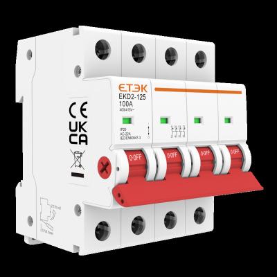 China ETEK Isolator Switch For AC Type EKD2-125 Low Voltage Switch 125Amp Max Mount On 35mm Din Rail Switch EKD2-125 for sale