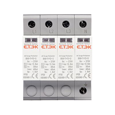 China Electronic Equipment ETEK SPD Surge Protection Device AC EKU5-T1+T2-12 Series 150V 12.5kA Mount On 35mm Din Rail SPD for sale