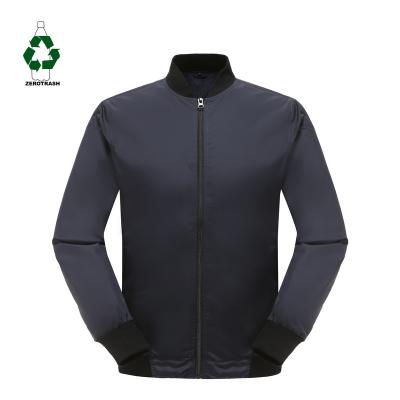 China Sustainable Men Recycled Jacket Single Layer Lightweight Bomber Jacket With Heavy Rib Collar Running Jacket Recycle for sale