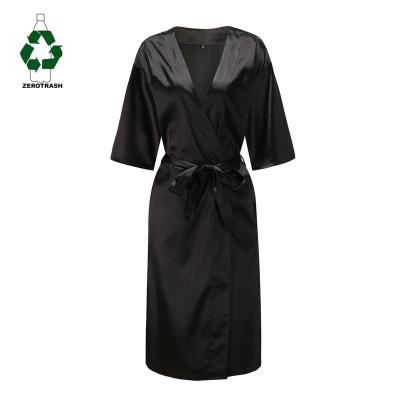 China Eco Friendly With Rpet Material GRS Certified Nightgowns For Women Kimono Style Pajamas With Rpet Recycled Polyester Satin Recycle Fabric Nightgown for sale