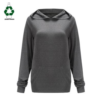 China QUICK DRY Women Recycled Polyester T-Shirt With Hoods Rpet Plastic Bottles Heather Melange Long Sleeve Active T-Shirt Recycle Hoodie for sale