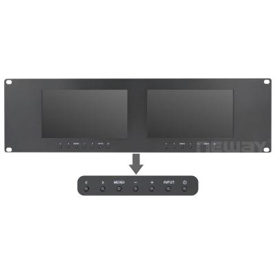 China UK Rack Mount 16:9 Dual 7 Inch 3 TFT LCD Panel Monitor With Dual DVI , VGA Dual 7