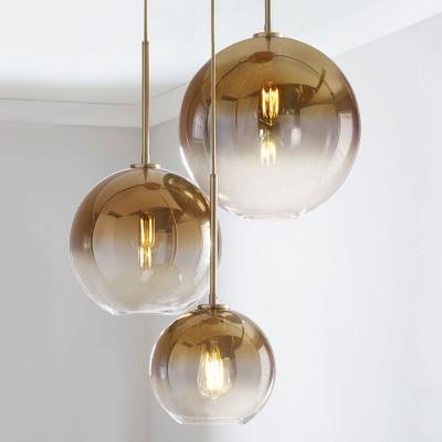 China Modern classic home pendant light gold dome LED decor e27 bubble clear glass chandelier for sale