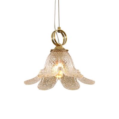 China Contemporary French restaurant brass flower small bar droplight bedside bedroom entrance aisle light luxury soft luxury glass chandelier retro for sale