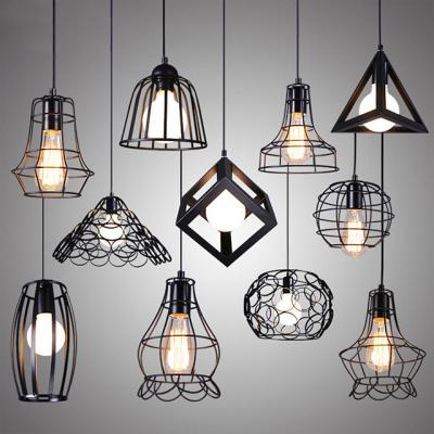 China Modern Nordic Creative Rural Industrial Black Chandelier Retro Wrought Iron Bar E27 Pendant Lamp for sale