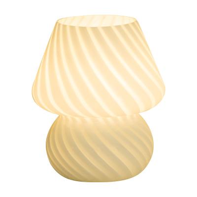 China Large Retro Minimalist Hand Blown Glass Mushroom Lamp Desk Lamp Mushroom Lamp Vintage Homestay Homestay Color Stripe Table Lamp for sale