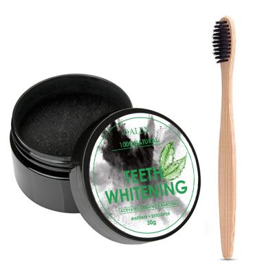 China Heathy Teeth Whitening Bamboo Toothbrush and Hot Sale Activated Charcoal Cleaning Teeth Whitening Powder Kit for sale