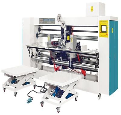 China PLC Controlled Double Head Semi Auto Stitcher With Automatic Counting And Stacking for sale