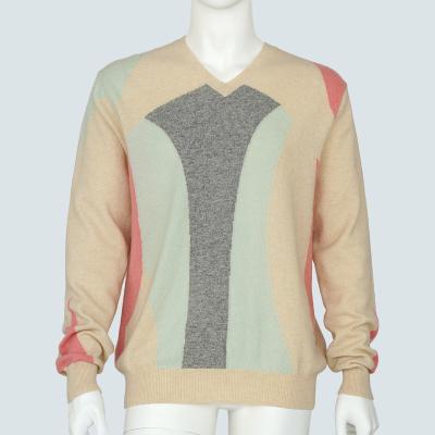 China New Fashion Anti-wrinkle Mens V-Neck Cashmere OEM Customized Long Sleeves Pullover for sale