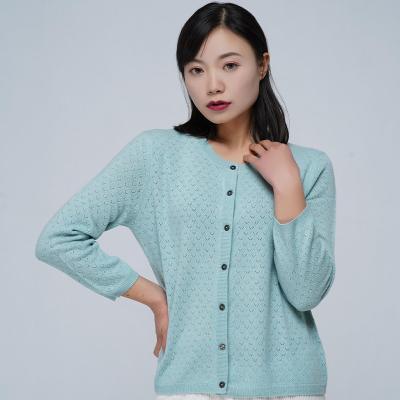 China Good quality Anti-wrinkle wholesale price pointelle woman cashmere cardigan for sale