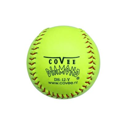 China 12inch Height And Weight Durable Official Optic Yellow Synthetic Leather Cover With Cork Core Training Baseball Ball for sale