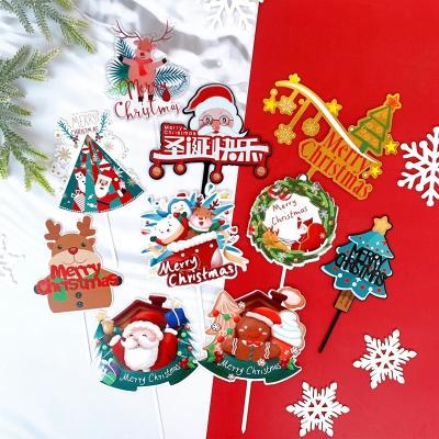 China Christmas Decoration Acrylic Acrylic Party Supplies Santa Decorate Cake Topper For Elk Christmas House Party for sale