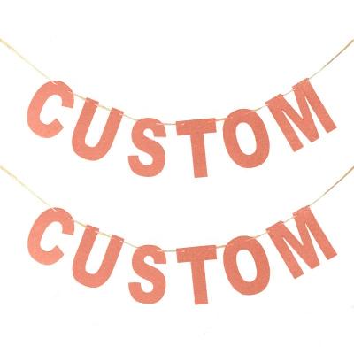 China Latest Rose Gold Festival Sparkle Max Glitter Paper Banner Custom Party Banner Customized for sale