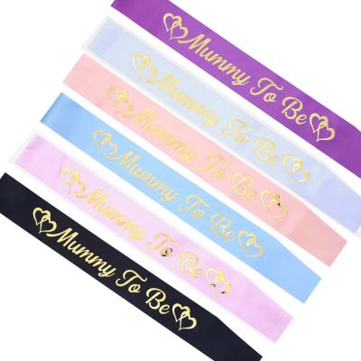 China Wholesale Satin Mom To Be Gender Reveal Party Baby Shower Decoration Satin Sash for sale