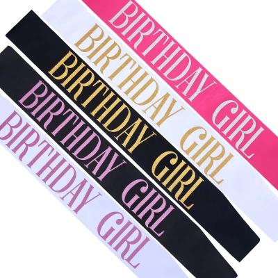 China Satin Bridal Shower Happy Birthday Girl Glitter Sash Sash Bachelorette Bridal Bride To Be Ribbon for sale