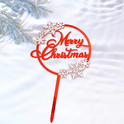 China Acrylic Christmas Decoration Supplies Acrylic Acrylic Ornament Merry Christmas Cake Topper for sale