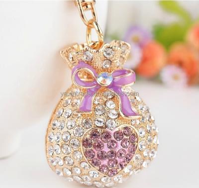 China Bag Fashion Custom Charm Silver Zinc Alloy Crystal Bag Pendant Key Chain Key Chain For Women Men for sale