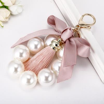 China Hot Bag Key Chain Pearl and Tassel Dangling Key Chain for Bag Charms Small Pendant Keychain Gift for Birthday for sale