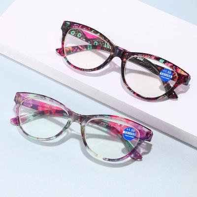 China Fashionable Colorful Hot Selling Women's Anti Blue Light Cateye Reading Glasses Factory Custom Logo Thin for sale