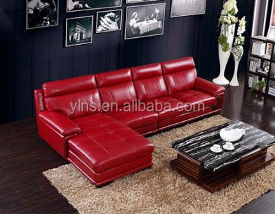 China Sectional Sofa Modern design 5 seater luxury relax red living room furniture with genuine leather for sale