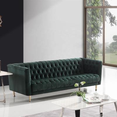 China Chesterfield SOFA Italy Design Velvet Sofa With Stainless Steel Leg Lounge Sofa for sale