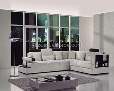 China Elegant Corner Design Living Room Corner Sofa Fashion White Leather Sofa for sale