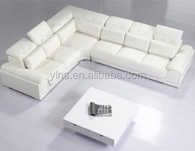 China 6 Seat Modular Living Room Modular Hot Selling White Leather Corner Sofa for sale