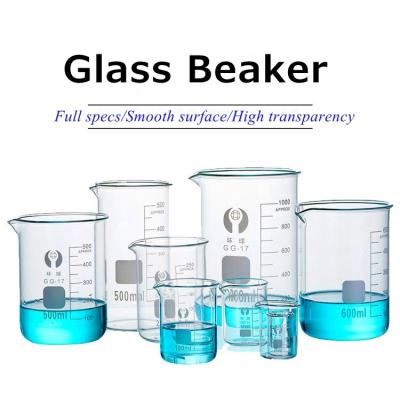 China Borosilicate glass low type high type 5ml10ml25ml50ml100ml200ml300ml500ml1000ml high transmittance beaker glass for sale