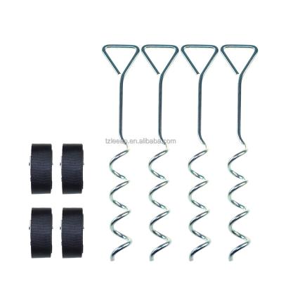 China Steel Screw Tent Stake Peg Kit With Straps Trampoline Heavy Duty Tie Down System With Anchor Bolt Stakes for sale