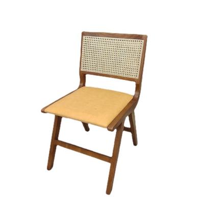 China Retro Sofa Chair Ash Wood Solid Wood Living Room Bedroom Balcony Nordic Woven Foldable Single Rattan Back Chair for sale