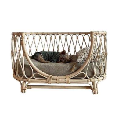 China Rattan Pet Bed Waterproof Hand & Dog Sofa Rattan Chair Cat Princess Bed Woven Rattan Baby Bed for sale