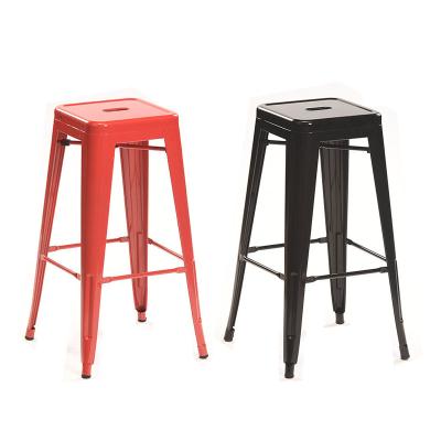 China American Home Bar Black Wrought Iron Retro Tin Chair Metal Cooling Red Yellow White Bar Stool for sale