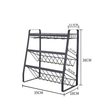 China Sustainable Carbon Steel Material Multi-Layer Kitchen Storage Organizer Household Supplies Vegetable Drying Rack Seasoning Rack Black for sale