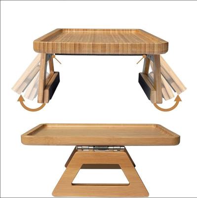 China 2022 Factory Price Fashionable Bamboo Wooden Clip On Food Tray Sofa Table For Wide Couches Sofa Arm Table For Sofa Portable Couches for sale