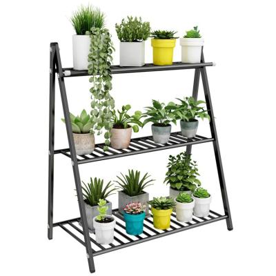 China Viable Balcony Painted Stainless Steel Green Plant Shelf Multilayer Indoor Floor-to-Ceiling Living Room Flower Rack for sale