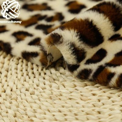 China Wholesale Auto Upholstery Leopard Printed Pattern Faux Fur Rabbit Fur Fabric For Garment Toy Bag Home Textile for sale