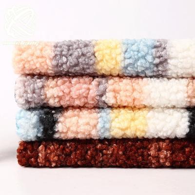 China China Auto Supplier Upholstery Colorful Stripe Printed Curly Faux Lamb Teddy Fur Fleece Fabric Fake Fur For Shoes for sale