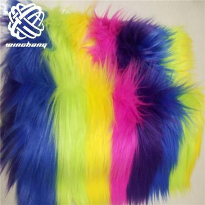 China Auto Upholstery Direct Factory Price Rainbow Printed Long Pile Jacquard Fashion Super Soft Faux Fox Fur Fabric for sale