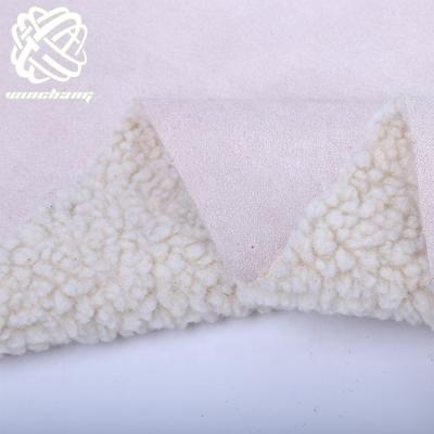 China Upholstery China Manufacturer Fashion Lamb Fur Auto Faux Suede Bonded Curly Sheep Faux Fur Fabric For Garment Bag Toy for sale