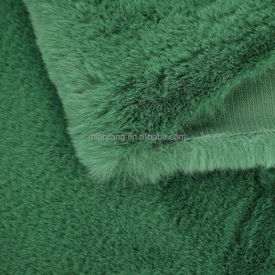 China Auto Upholstery Factory Wholesale Green Color Faux Rabbit Fur Soft Fur Fabric for sale