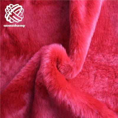 China Wholesale Auto Upholstery Faux Fur Fabric Charming Long Pile Artificial Fur Faux Fur Red Plush Acrylic Fabric For Shoes Upper for sale