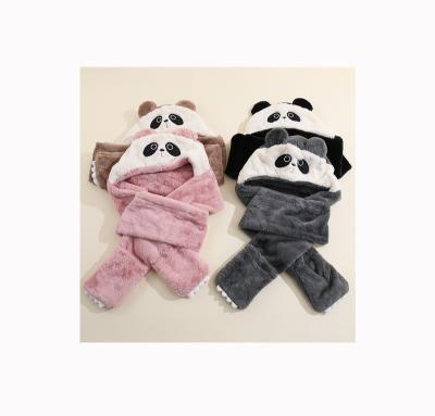 China Custom Animal Scarf Eco-Friendly Hood Scarf Panda Style Hooded Factory Dye Scarf Winter Cashmere for sale