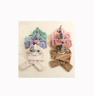 China Eco-Friendly Hooded Warm Hooded Fun Scarf Dinosaur Spot Little Maker Dye Hooded Scarf for sale