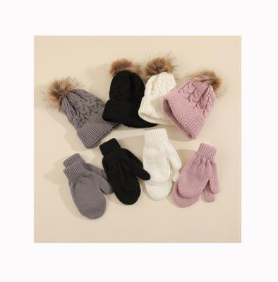 China COMMON Factory Beanie Hat Set With Gloves Custom Made Comfy and Soft Knit Beanie Hats Classic Beanie Kids Hats for sale