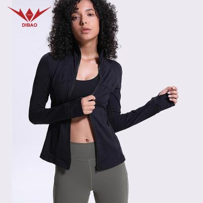 China Dibao News Breathable Black Wholesale Empty Yoga Fitness Wear Women's Long Sleeve Yoga Coat With Zipper Workout Sports Running Wear for sale